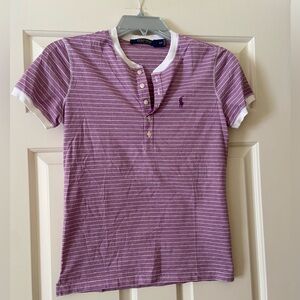 Polo by Ralph Lauren Purple & White Striped Henley Tee